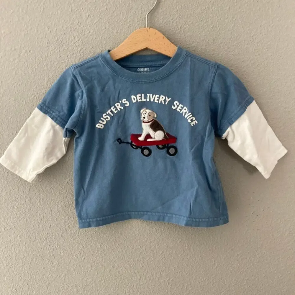 Gymboree Bundle of Dog Long Sleeve Tees - Blue - 12-18M